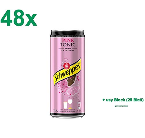 Schweppes Pink Tonic Kalorienarm 48x0,33l Dose + usy Block von Krombacher