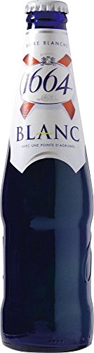 12 Flaschen Kronenbourg 1664 Blanc Weißbier mit Citrus 5% Alc. aus Frankreich in der blauen Flasche von Kronenbourg