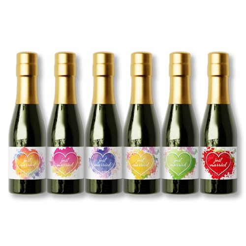 6 x Secco Perlwein 0,2 Liter "Just Married" Hochzeit Herz 10,5% Vol. von Krott