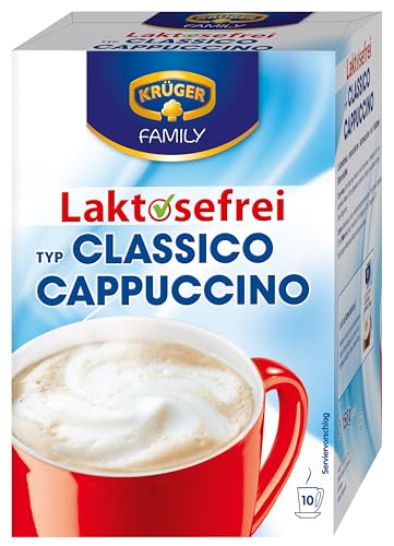 KRÜGER FAMILY Cappuccino Laktosefrei Classic, Getränkepulver mit löslichem Bohnen-Kaffee, koffeinhaltig, ohne Laktose, 150 g von Krüger