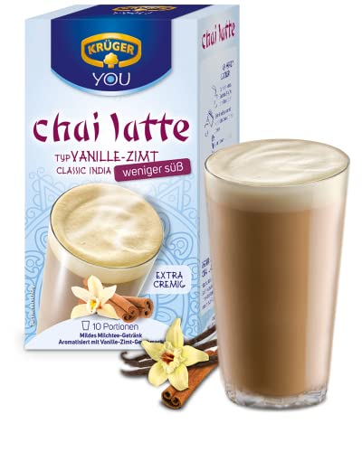 KRÜGER Chai Latte Classic India Typ Vanille Zimt weniger süß, 8er Pack (8 x 140g) von Krüger