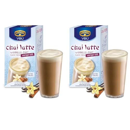 KRÜGER Chai Latte Classic India Typ Vanille Zimt weniger süß (1 x 0.14 kg) | 140 g (2er Pack) von KRÜGER