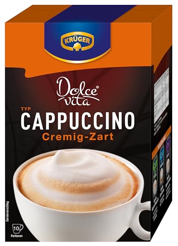 KRÜGER Dolce Vita Cappuccino Cremig-Zart, Getränkepulver mit löslichem Bohnenkaffee, Cappuccino zum anrühren, 8x 150 g (10 x 15 g Sachets) von Krüger