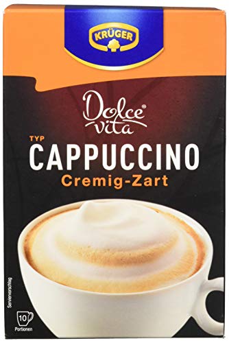 KRÜGER Dolce Vita Cappuccino Cremig-Zart, Getränkepulver mit löslichem Bohnenkaffee, Cappuccino zum anrühren, 8x 150 g (10 x 15 g Sachets) von Krüger