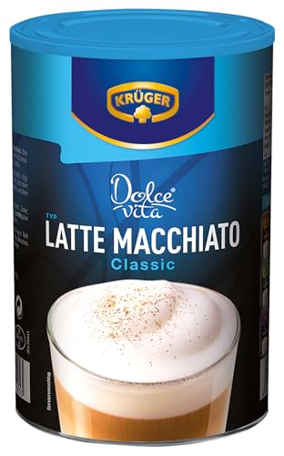 KRÜGER Dolce Vita Latte Macchiato, Getränkepulver mit löslichem Bohnenkaffee, Latte Macchiato zum anrühren, 4x 200 g Dose von Krüger