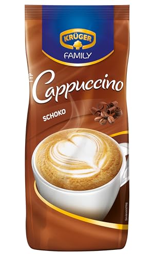 KRÜGER Family Cappuccino Schoko, aromatisiertes Getränkepulver mit löslichem Bohnenkaffee, koffeinhaltig, 500 g Beutel von Krüger