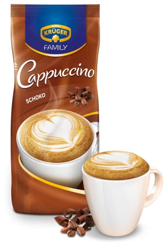 KRÜGER Family Cappuccino Schoko, aromatisiertes Getränkepulver mit löslichem Bohnenkaffee, koffeinhaltig, 500 g Beutel von Krüger