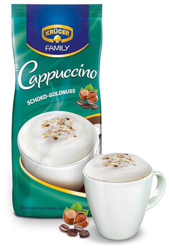 KRÜGER Family Cappuccino Schoko-Goldnuss, aromatisiertes Getränkepulver mit löslichem Bohnenkaffee, koffeinhaltig, 500 g Beutel KRÜGER Family Cappuccino Schoko-Goldnuss, aromatisiertes Getränkepulver mit löslichem Bohnenkaffee, koffeinhaltig, 500 g Beutel von Krüger