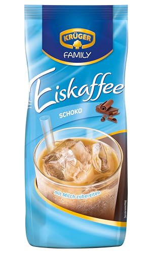 KRÜGER Family Eiskaffee Schoko, aromatisiertes Getränkepulver mit löslichem Bohnenkaffee, koffeinhaltig, 500 g Beutel von Krüger