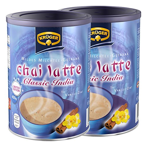 Krüger Chai Latte Classic India Vanille-Zimt, Milchtee, Teepulver, Instant Tee, 2 x Dose, 8971 von Krüger