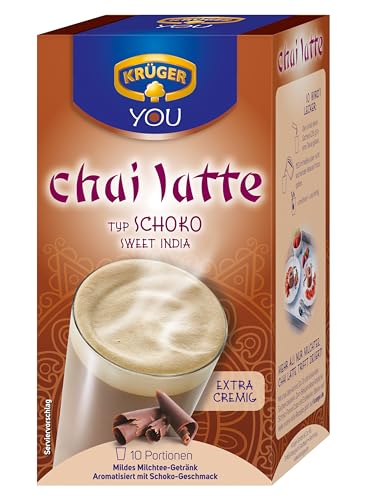 KRÜGER YOU chai latte Schoko, Instantzubereitung für Milchtee-Getränke, aromatisiert mit Schoko-Geschmack, 250 g (10x 25 g Sachets) von KRÜGER