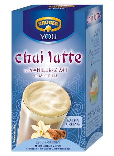KRÜGER YOU chai latte Vanille-Zimt, Instantzubereitung für Milchtee-Getränke, aromatisiert mit Vanille-Zimt-Geschmack, 250 g (10 x 25 g Sachets) von Krüger