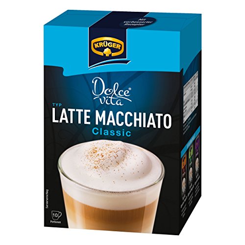 Krüger Dolce Vita Latte Macchiato, Classic, Milchkaffee, Milch Kaffee aus löslichem Bohnenkaffee, 10 Portionsbeutel von KRÜGER