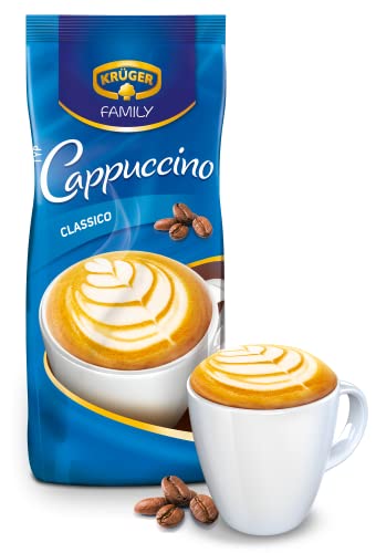 KRÜGER Family Cappuccino Classico, aromatisiertes Getränkepulver mit löslichem Bohnenkaffee, koffeinhaltig, 500 g (12er Pack) von Krüger