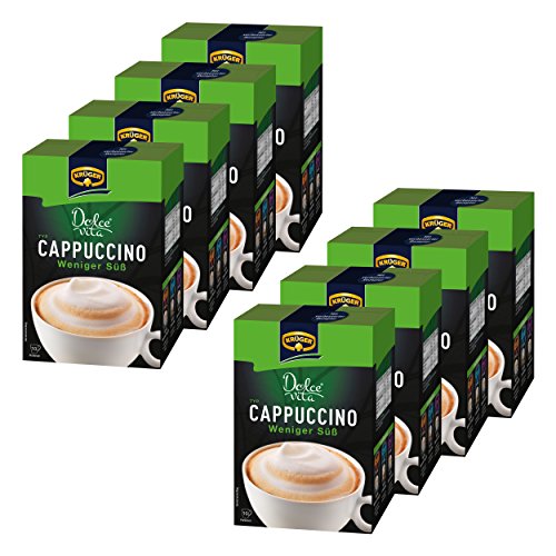 KRÜGER Dolce Vita Cappuccino weniger süß, Getränkepulver mit löslichem Bohnenkaffee, Cappuccino zum anrühren, 8x 150 g (10 x 15 g Sachets) von Krüger