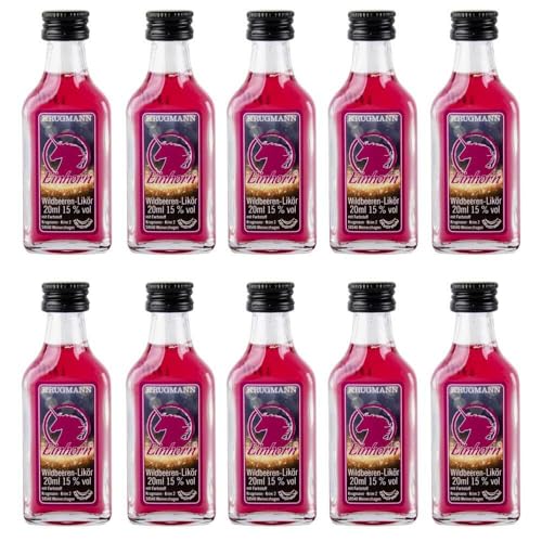 Krugmann 10 x Einhorn | Wildbeeren Likör in Mini Glas Flasche 15% Vol. á 20 ml von Krugmann