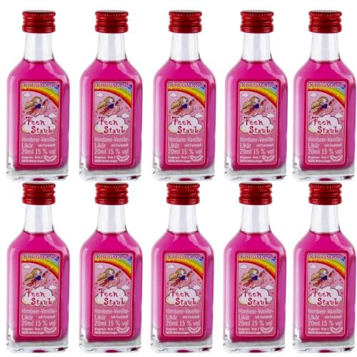 Krugmann 10 x Feen Staub | Himbeer-Vanille Likör Mini 15% Vol á 20 ml von Krugmann