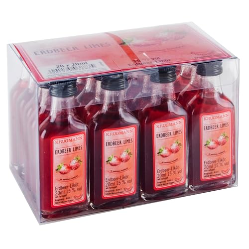 KRUGMANN Erdbeer LIMES Erdbeerlikör mit Fruchtfleisch 20 x 20 ml = 400 ml von Krugmann