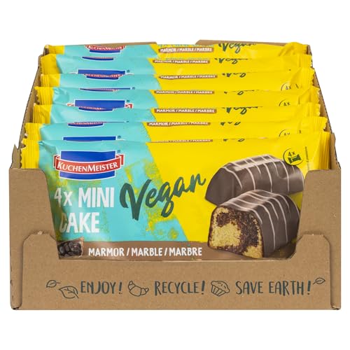 KuchenMeister Mini Kuchen Marmor Snack vegan 7 x 172g Vorratspack | MiniCake Marmor Vegan | Vier Küchlein einzeln verpackt, je 43g | Im 7er Vorratspack (7 x 172g) von Kuchen Meister