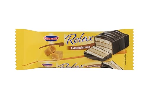 KuchenMeister Relax Caramelcreme Kuchen Riegel 32g | Luftiger Bisquitteig | Zarte Karamellcremefüllung | Knackige Vollmilchschokolade | Perfekter Snack Zwischendurch | 1 x 32g Riegel KuchenMeister Relax Caramelcreme Kuchen Riegel 32g | Luftiger Bisquitteig | Zarte Karamellcremefüllung | Knackige Vollmilchschokolade | Perfekter Snack Zwischendurch | 1 x 32g Riegel von Kuchen Meister