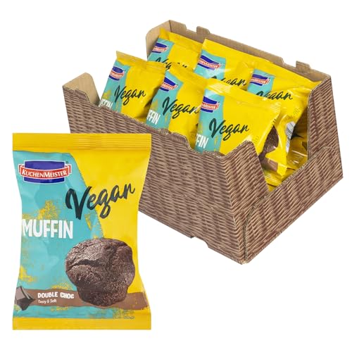 KuchenMeister Schokoladen Muffin | Double Choc vegan 75 g | 12er Vorratspack | Schoko Muffins einzeln verpackt | perfekter Snack für unterwegs | (12 x 75 g) von Kuchen Meister