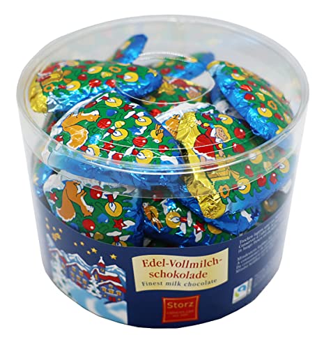 Storz Weihnachtsbäumchen 40 Figuren mit Band aus Schokolade (500g Dose) von Kuchen Meister