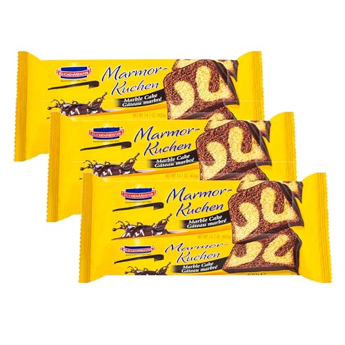 KuchenMeister Marmor Kuchen 400 g im 3er Pack - Feine Marmorierung und saftig-zarter Geschmack, Klassiker mit hellem und dunklem Teig für echte Genießer (3 x 400 g) von Kuchen Meister