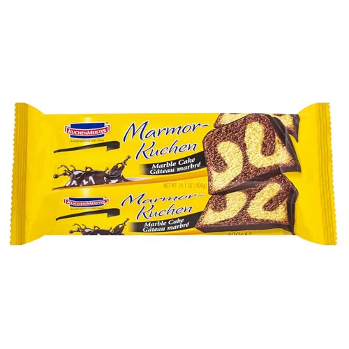 KuchenMeister Marmor Kuchen 400 g – Feine Marmorierung und saftig-zarter Geschmack, Klassiker mit hellem und dunklem Teig für echte Genießer (1 x 400 g) von Kuchen Meister