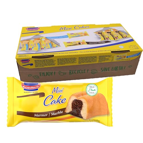 KuchenMeister mini Kuchen Snack Marmor 35 g im 27er Pack | Saftiger Marmorkuchen | Einzeln verpackte Mini Küchlein | Leckerer Kuchengenuss zwischendurch | Halal-zertifiziert | 27 x 35 g von Kuchen Meister