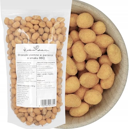 Erdnüsse im BBQ-Teigmantel – Knuspriger Barbecue-Snack – Geröstete Erdnuss-Snackchips – Praktische Doypack-Verpackung – Kuchnia Zdrowia (500g) von Kuchnia Zdrowia