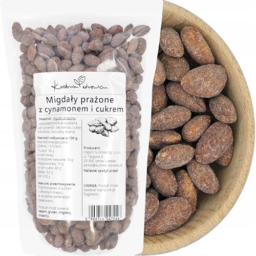 Geröstete Mandeln mit Zimt und braunem Zucker – ein knusprig-süßer Snack ohne künstliche Zusatzstoffe – natürliche Zutaten, reich an Ballaststoffen und Vitamin E (250g) | Kuchnia Zdrowia von Kuchnia Zdrowia