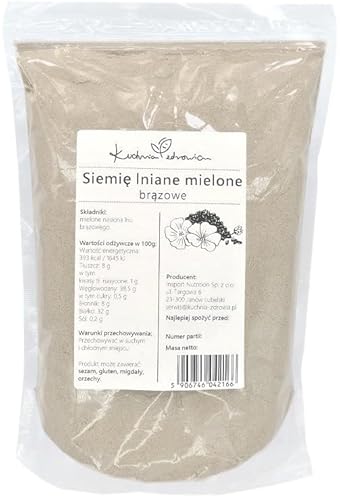 Kuchnia Zdrowia - Gemahlener brauner Leinsamen - Natürlich - Keine Zusatzstoffe - Auslaufsichere Verpackung mit Reißverschluss - 1kg Doypack von Kuchnia Zdrowia