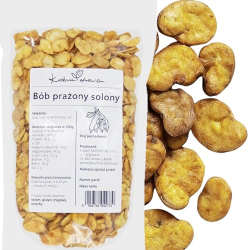 Kuchnia Zdrowia - Geröstete Saubohnen - Gesalzen - Salziger Snack - Puffbohnenchips - Ohne Konservierungsstoffe - Auslaufsichere Verpackung mit Reißverschluss - Doypack: (250, Gramm) von Kuchnia Zdrowia