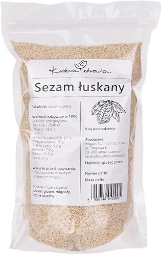 Kuchnia Zdrowia - Geschälte weiße Sesamsamen - Hohe Qualität - Natürlich - Ohne Zusatzstoffe - Auslaufsichere Verpackung mit Reißverschluss - Doypack: (200g) von Kuchnia Zdrowia