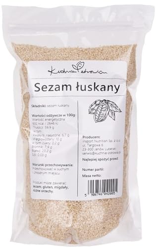Kuchnia Zdrowia - Geschälte weiße Sesamsamen - Hohe Qualität - Natürlich - Ohne Zusatzstoffe - Auslaufsichere Verpackung mit Reißverschluss - Doypack: (1000g) von Kuchnia Zdrowia