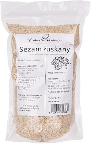 Kuchnia Zdrowia - Geschälte weiße Sesamsamen - Hohe Qualität - Natürlich - Ohne Zusatzstoffe - Auslaufsichere Verpackung mit Reißverschluss - Doypack: (500g) Kuchnia Zdrowia - Geschälte weiße Sesamsamen - Hohe Qualität - Natürlich - Ohne Zusatzstoffe - Auslaufsichere Verpackung mit Reißverschluss - Doypack: (500g) von Kuchnia Zdrowia