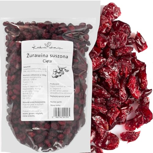 Kuchnia Zdrowia - Getrocknete, geschnittene Cranberries - Leckerer Snack - Natürlich - Hohe Qualität - Auslaufsichere Verpackung mit Reißverschluss - Doypack: (1000g) von Kuchnia Zdrowia