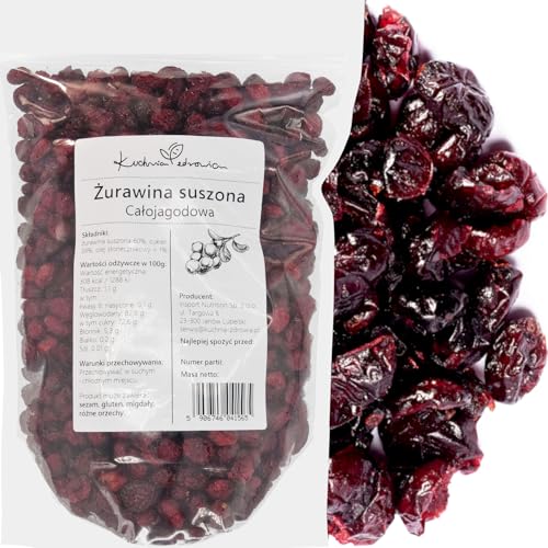 Kuchnia Zdrowia - Getrocknete ganze Preiselbeeren - Ohne Zusatzstoffe - Natürlich - Hohe Qualität - Auslaufsichere Verpackung mit Reißverschluss - Doypack: (1000g) von Kuchnia Zdrowia