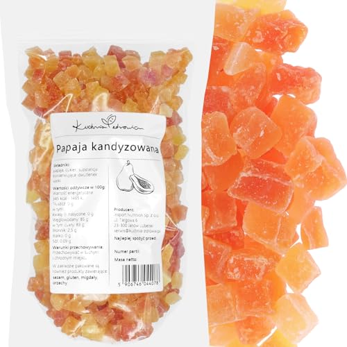 Kuchnia Zdrowia - Gewürfelte kandierte Papaya - Natürlicher Snack - Auslaufsichere Verpackung mit Reißverschluss - 500g Doypack von Kuchnia Zdrowia