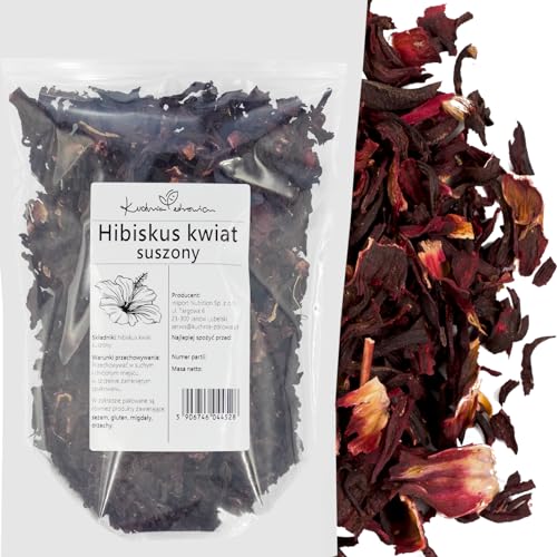 Kuchnia Zdrowia - Hibiskusblüten getrocknet - Fruchtblättertee - Natürlich - Ohne Zusatzstoffe - Auslaufsichere Verpackung mit Reißverschluss - Doypack: (500, Gramm) von Kuchnia Zdrowia