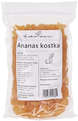 Kuchnia Zdrowia - Kandierte Ananaswürfel - Ein leckerer Snack - Ohne Konservierungsstoffe - Vegan - Auslaufsichere Verpackung mit Reißverschluss - Doypack: (1kg) von Kuchnia Zdrowia