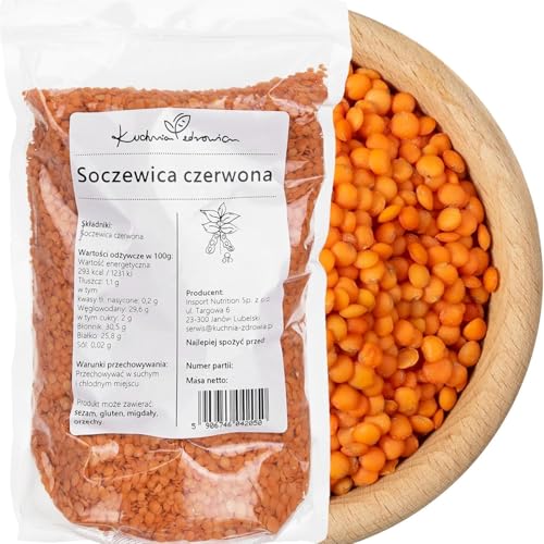 Kuchnia Zdrowia - Rote Linsen - Natürlich - Hohe Qualität - Reich an Eiweiß - Vegan - Auslaufsichere Verpackung mit Reißverschluss - 1kg Doypack Kuchnia Zdrowia - Rote Linsen - Natürlich - Hohe Qualität - Reich an Eiweiß - Vegan - Auslaufsichere Verpackung mit Reißverschluss - 1kg Doypack von Kuchnia Zdrowia