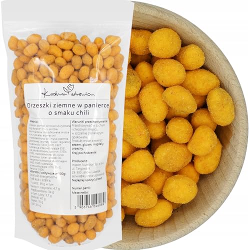Umhüllte Erdnüsse - Knuspriger Snack - Hohe Qualität - Ausgeprägter Geschmack - Kuchnia Zdrowia - Auslaufsichere Verpackung mit Reißverschluss - Doypack: (250 Gramm, Chili) von Kuchnia Zdrowia