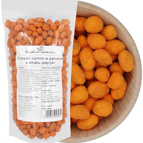 Umhüllte Erdnüsse - Knuspriger Snack - Hohe Qualität - Ausgeprägter Geschmack - Kuchnia Zdrowia - Auslaufsichere Verpackung mit Reißverschluss - Doypack: (250 Gramm, Paprika) von Kuchnia Zdrowia
