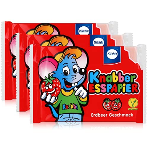 Küchle Knabber Esspapier rot Erdbeer Geschmack 25g Essoblaten (3er Pack) von Küchle W.u.H. GmbH & Co. KG