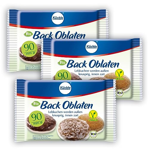 Küchle runde Back Oblaten Bio Vegan 90mm 26g pro Packung 3er Pack Esspapier zum Backen von Makronen & Lebkuchen von Küchle