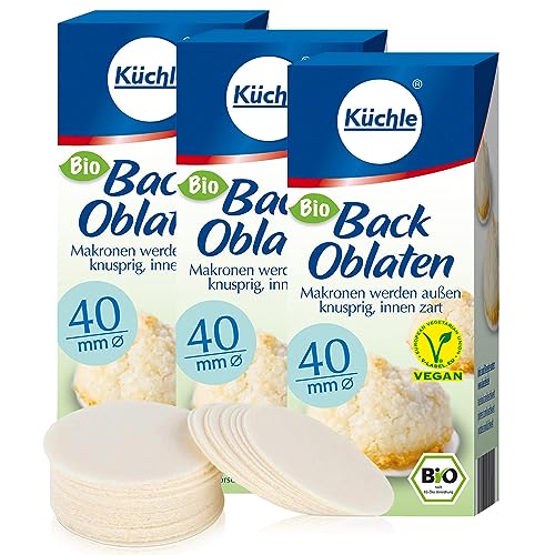 Küchle runde Back Oblaten Bio Vegan 40mm 23g pro Packung 3er Pack Esspapier zum Backen von Makronen & Lebkuchen von Küchle