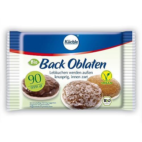 Küchle runde Back Oblaten Bio Vegan 90mm 26g pro Packung 1er Pack Esspapier zum Backen von Makronen & Lebkuchen von Küchle
