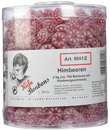 Küfa Himbeeren Fruchtbonbons hartkaramellen 700 Stück 2 kg, 1er Pack (1 x 2 kg) von Küfa Himbeeren