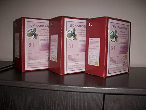 BIO-Aroniasaft 3 x 3 Liter Box, Sparpaket, Muttersaft, 100% Direktsaft, Original vo Aronia Kühnert, 9 Liter, 100% BIO Muttersaft aus vollreifen Beeren von Hohenstein-Ernstthal von Kühnert Aronia